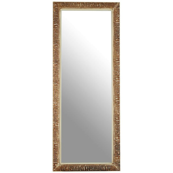 Zelma Champagne Finish Ridged Wall Mirror