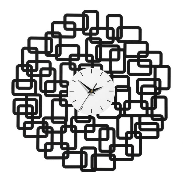 Black Iron Squares Design Wall Clock