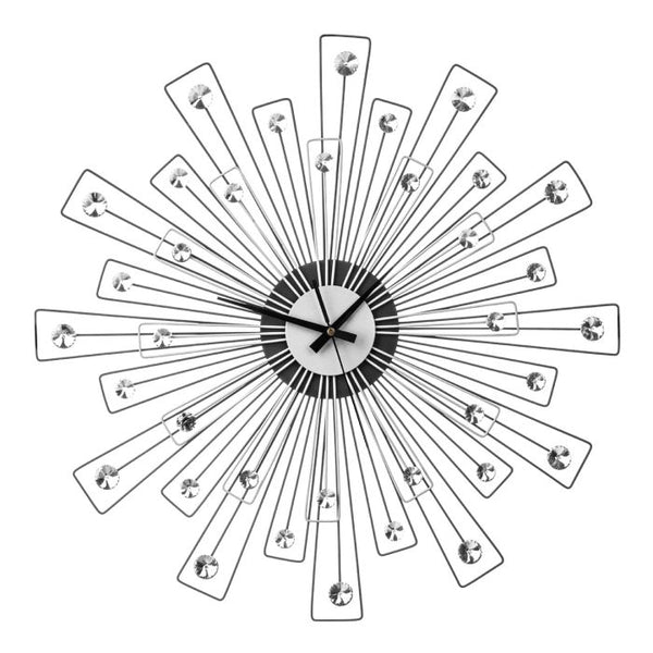 Black and Silver Spoke Design Wall Clock