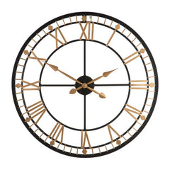 Black and Gold Metal Wall Clock