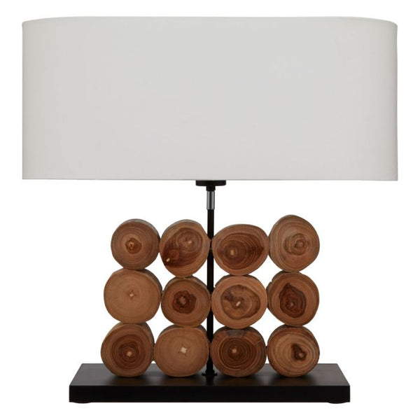 Hestina Table Lamp with Cut Out Wood Base