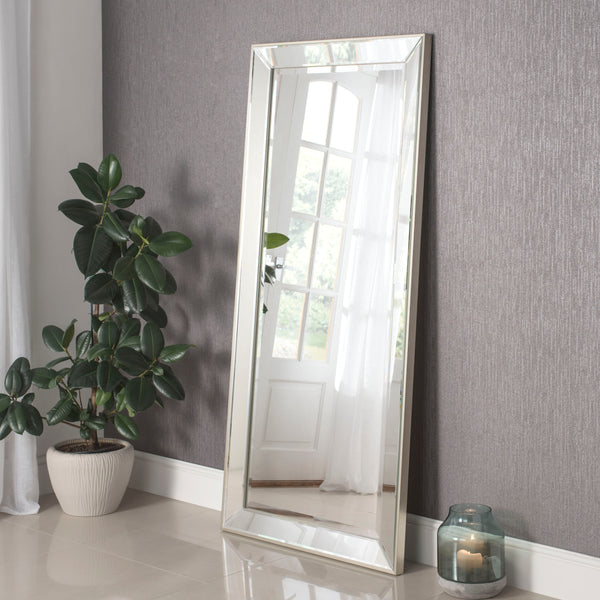 ART590 Medium Mirror Champagne - 76cm x 168cm: A stylish and elegant rectangular mirror with a champagne-toned frame, measuring 76cm in width and 168cm in height. The frame features intricate detailing and a reflective surface that adds a touch of sophistication to any space.
