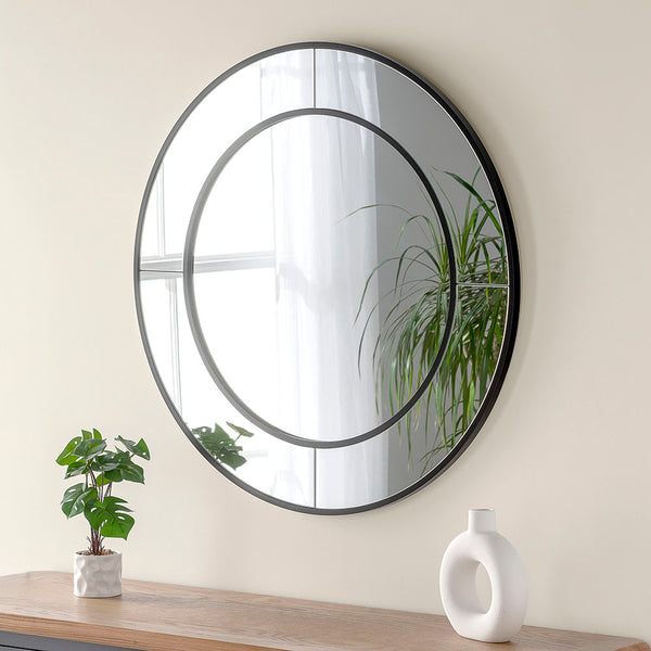 Yearn Mirrors Elegant Round Black Mirror 80cm x 80cm