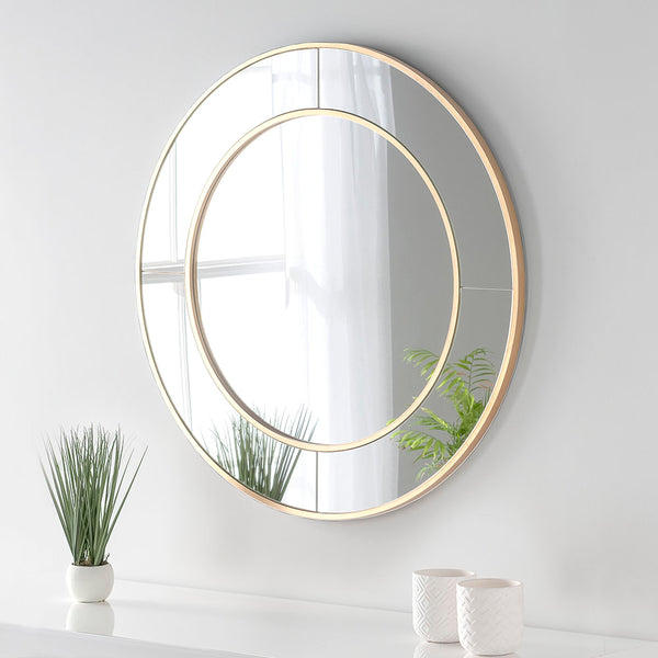 Yearn Mirrors Elegant Round Gold Leaf Mirror 80cm x 80cm