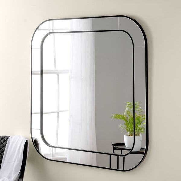 Yearn Mirrors Elegant Black Square Black Mirror 80cm x 80cm