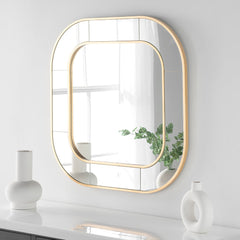 Yearn Mirrors Elegant Gold Leaf Square Mirror 80cm x 80cm