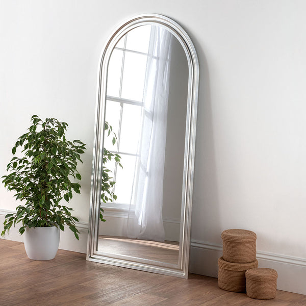 Yearn Mirrors Large Arch Silver Leaf Standing Mirror 80cm x 170cm