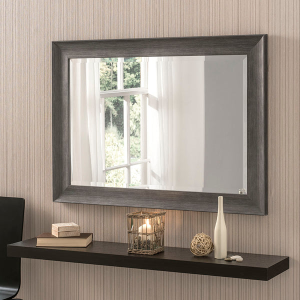 Yearn Mirrors Dark Grey Rectangle Wood Effect Mirror 91cm x 66cm
