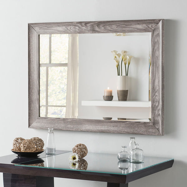 Yearn Mirrors Light Grey Wood Effect Mirror 129cm x 76cm