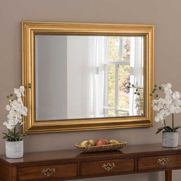 Yearn Mirrors Modern Gold Leaf Rectangle Mirror 104cm x 76cm